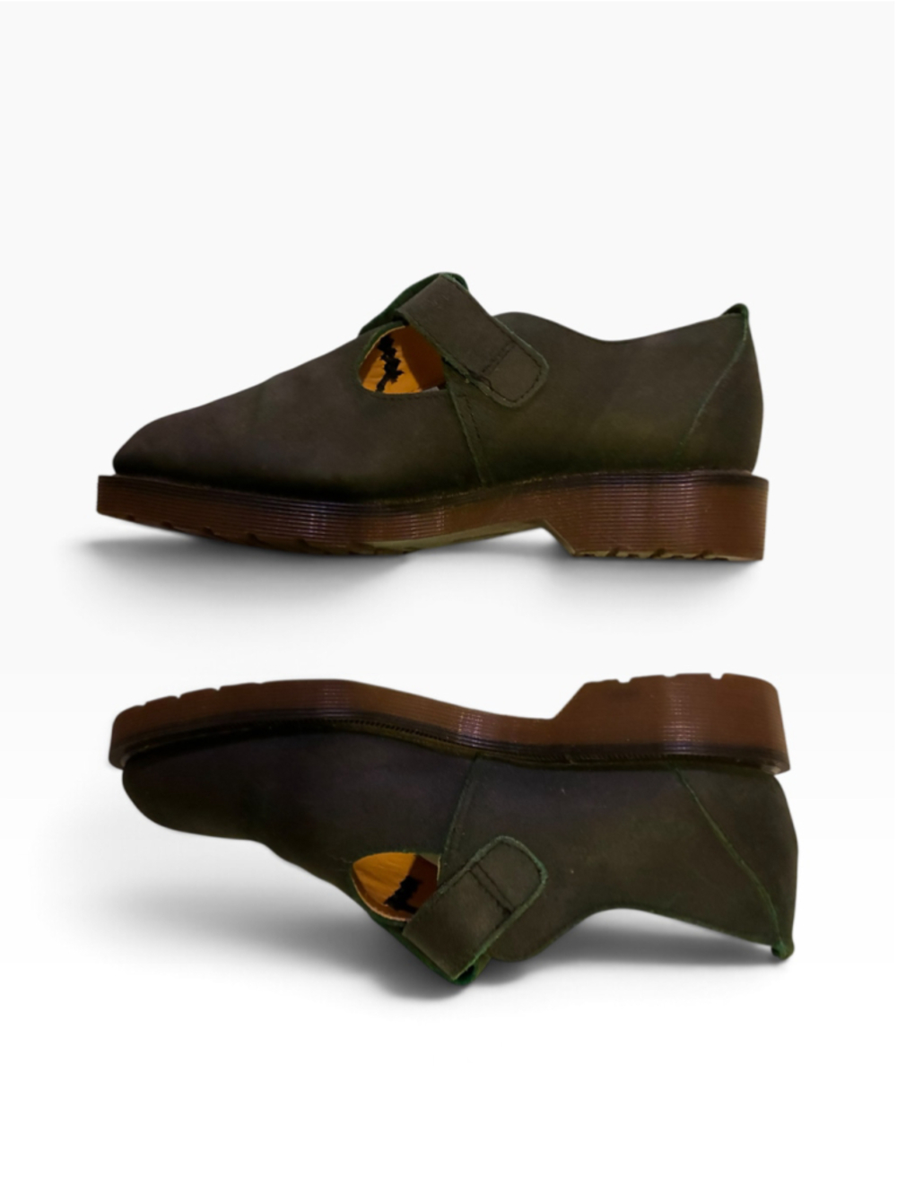Dr. Martens Green Leather Mary Jane Flats, Size 9 MIE VTG